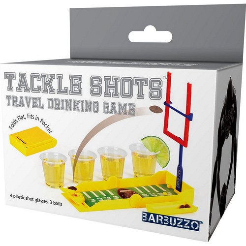 Juegos de beber Adulto Fiesta Juego De Fútbol Vasos de Chupito NFL Tackle Tamaño De Viaje Nuevo