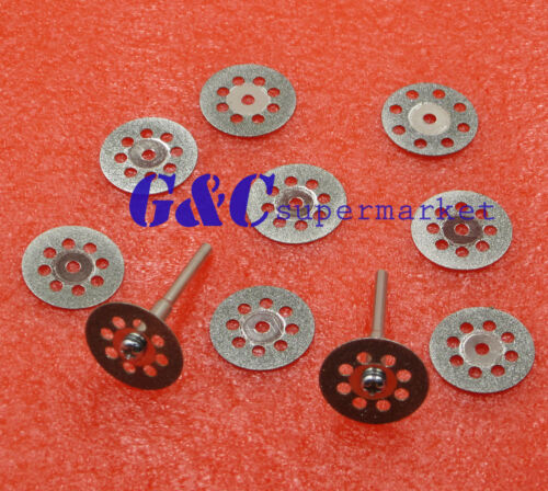10PCS Mini 22mm Vented Rotary Diamond Cutting Disks+Mandrel Dremel Tools DIY