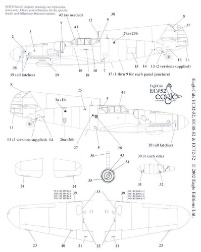 EagleCals Decals 1//32 Bf-109 MAJOR HANS ASSI HAHN Special Airbrushed Set Part 3