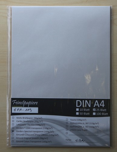 Transparentpapier Zanders Spectral 100g Farbe GoldSilber Bastelpapier
