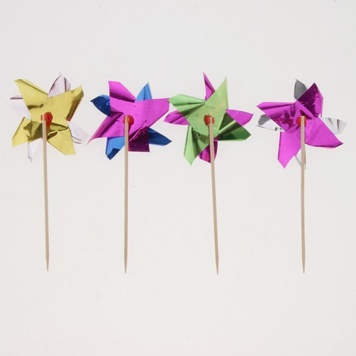 50pcs Multicolor Foil Windmill Fruit Sticks Cocktail Picks Party Table Decor