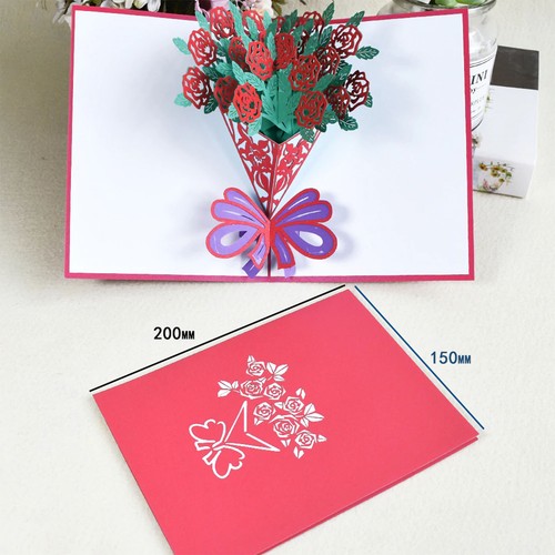 Love 3D Pop-up cartes Saint Valentin carte postale avec enveloppe mariage carte cadeau