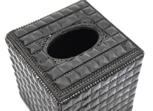Bling Noir Carré Strass Diamant cristal papier tissu Case Box Holder Cadeau