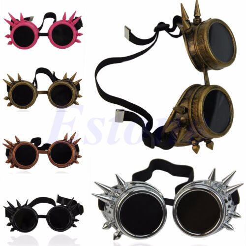 Vintage Rivet Gothic Steampunk Goggles Glasses Welding Punk Cosplay Brass NEW