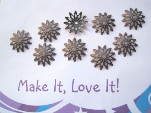 10 x POINTED FILIGREE FLOWER STAR Bead Caps 13mm Silver Gold Bronze Copper