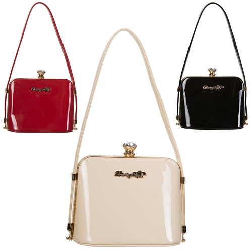 Womens Ladies New Vintage Retro Glamour 1950s 1960s Pinup Patent Formal Handbag