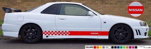 Sticker Decal stripe kit for Nissan skyline spoiler racing bonnet skirt head R34