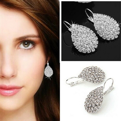 Frauen versilbert Ohr HaCrystal Strass Ohrring Schmuck DD