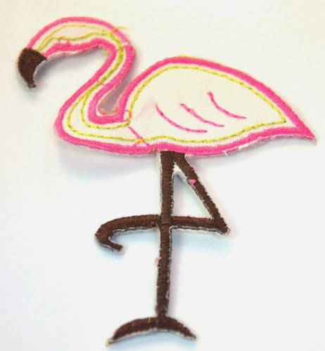PINK FLAMINGO 9cm Embroidered Sew Iron On Cloth Patch Badge APPLIQUE
