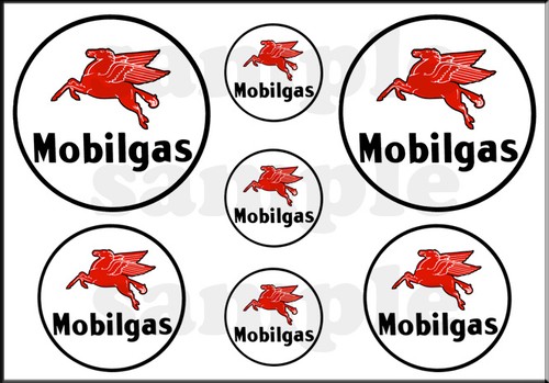 1//2/" ROUND PEGASUS HORSE SHEET MOBIL GAS OIL DECAL 1/" 3//4