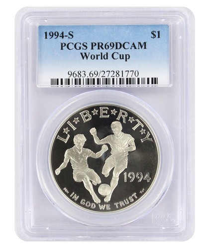 1994-S World Cup Silver Commemorative Dollar PR69DCAM PCGS Proof 69 Deep Cameo