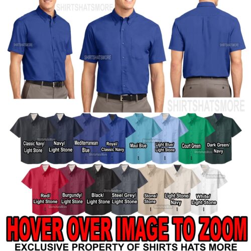 Mens Short Sleeve Shirt W// Pocket Easy Care Button Down Collar XS-XL 2XL 3XL 4XL