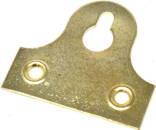 32mm SLOTTED PICTURE MIRROR GLASS PLATES BRASS PLATED SECURE FRAME HANGING KEY