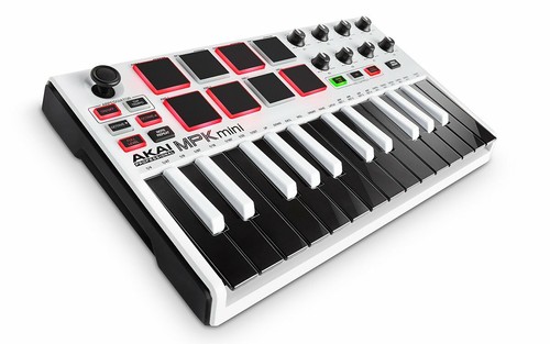 Mpk Mini Mkii Le White Portables 25-Tasten-Usb-Midi-Keyboard Mit 16 Hintergrun