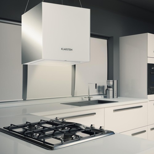 Campana Extractora de Humos Isla Cocina Diseño 600 m³//hr Alta Eficiencia Vidrio