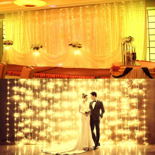 9.84*19.68ft 594 LED Curtain Light Icicle Lamp Warm White Window Starry String
