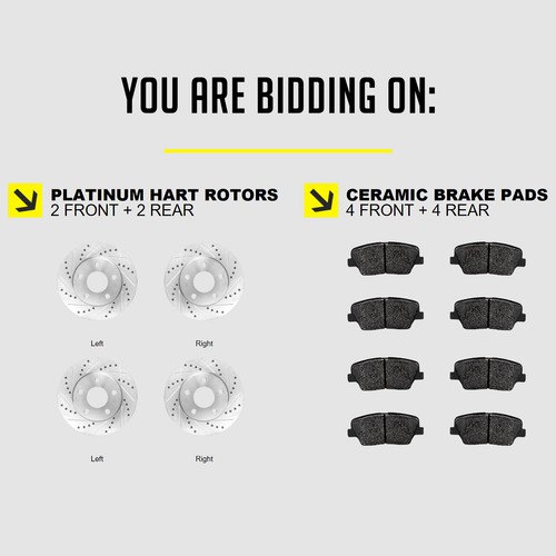 Fits 1989-1991 Peugeot 405 Front Rear Drill Slot Brake Rotors+Ceramic Pads