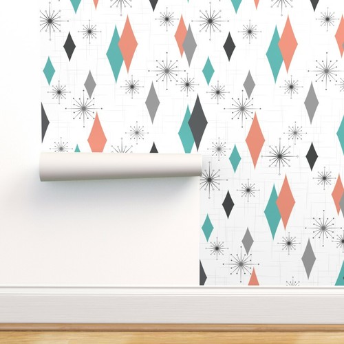 Removable Water-Activated Wallpaper 1950S Mid Century Modern Mod Atomic Retro