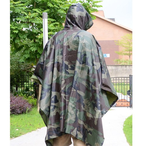 Pluie Poncho Adulte Imperméable Militaire à Capuche d/'urgence Tente Survie Abri