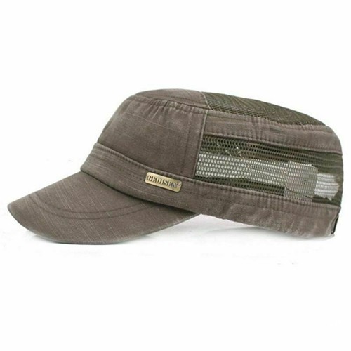 Style Men Mesh Flat Caps Summer Washed Cotton Hollow Breathable Military Hats