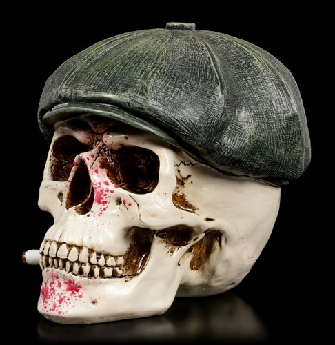 Gothic Totenkopf Gangster BossFantasy Skull Skulptur Totenschädel H 15 cm