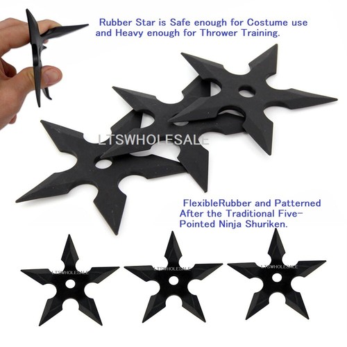 3 Pcs Rubber Training Five Point Ninja Shuriken Stars