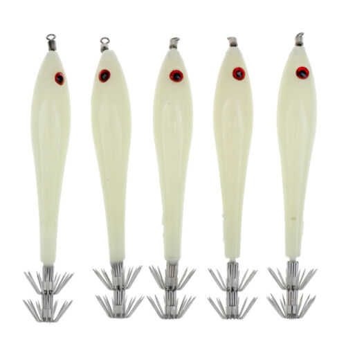 5pcs Squid Köder Tintenfisch Salzwasser Angeln Köder mit Haken Leuchtende