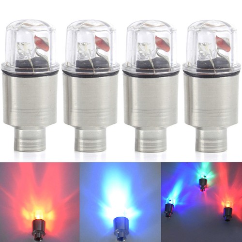 4 x Multi Color LED Neon Car Bike Wheel Tire Tyre Valve Cap Spoke Lights Auto