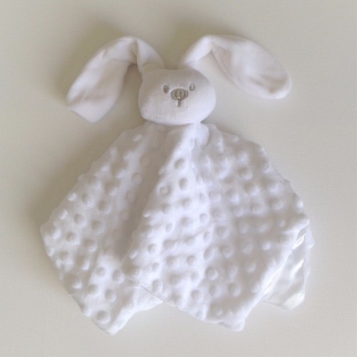 ADORABLE DOUDOU PELUCHE LAPIN POUR BEBE BLANC OU ROSE OU BLEU