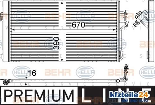 8fc 351 HELLACONDENSATORE ARIA CONDIZIONATA BEHR HELLA SERVICE *** Premium Line