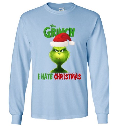 The Grinch T Shirt New Movie Tee I Hate Christmas Long Sleeve T-Shirt