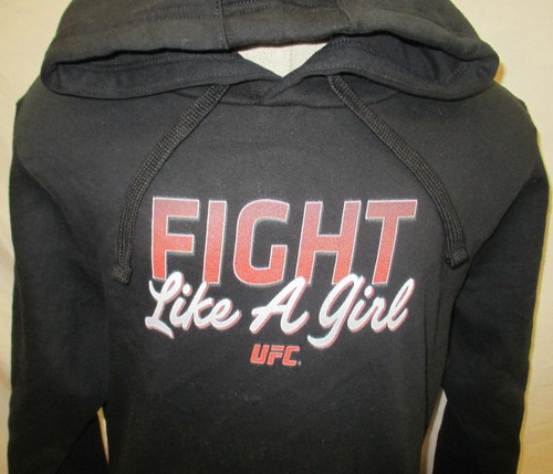 2XL /'Fight Like a Girl/' Pullover Hooded Sweatshirt MMA Black A9MRB UFC Men S