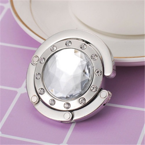 Round Crystal Portable Folding Table Purse Bag Hook Hanger Holder Handbag Bu