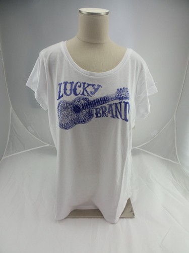 Lucky Brand Women/'s Short Sleeve Tee Shirt White//Blue US Size M NWT