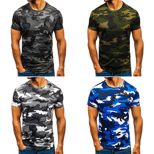 New Mens Fashion Camouflage T Shirt Army Combat Tee Summer Beach Top