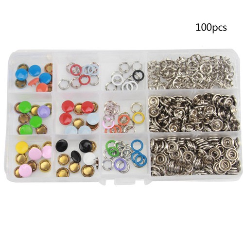 100 Kit 9.5 mm Prong Anneau Boutons-Pression Boutons Pression Bague En Laiton Bouton gfdgdg