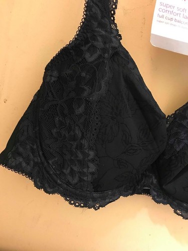 M/&S PER UNA SUPER SOFT COMFORT LACE FULL CUP BALCONY BRA BNWT BLACK 42B LADIES