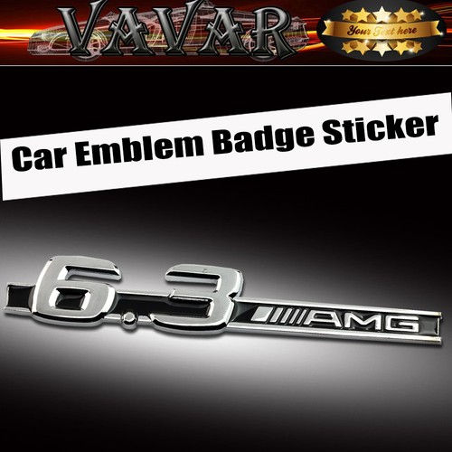 Silver 6.3 AMG Logo 3D Metal Chrome Car Sticker Badge Emblem Decal