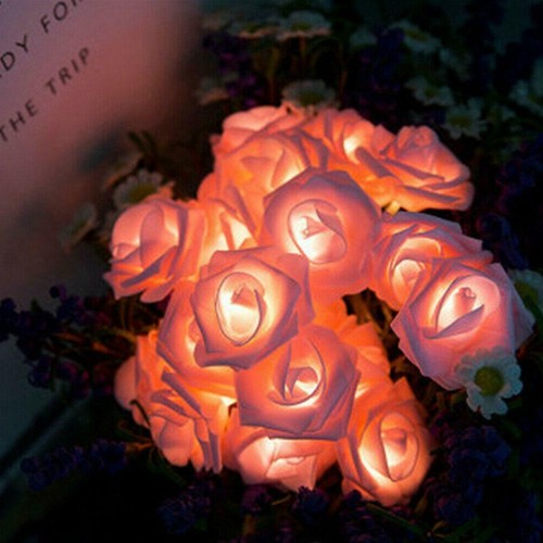 20//40 LED Rose Flower Lights String Fairy Wedding Christmas Party Garden Decor
