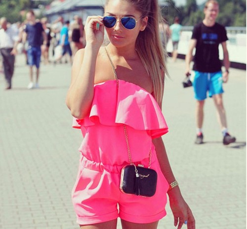 UK Womens Off Shoulder Holiday Playsuit Summer Ladies Jumpsuit Beach Vincenza