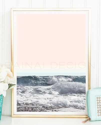 Bild Meer Wellen Ozean Reisen maritim Surfen Poster HAPPY WAVES Kunstdruck