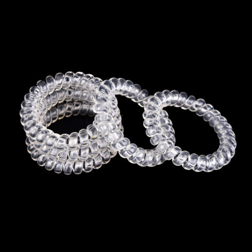 5x Clear Elastic Rubber Hair Ties Spiral Slinky Rubber Rope Hairband