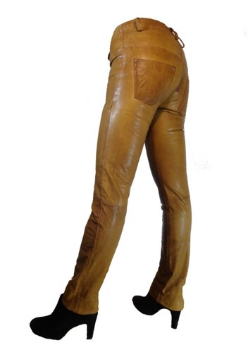 2xl JEANS-DONNA-Lederhose Slimfit Daria Nappa-vera pelle cognac Slavati XS