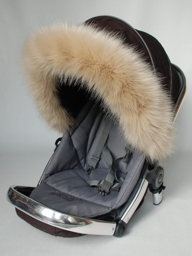 Pushchair pram hood trim faux fur luxury Icandy Strawberry Universal fit