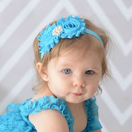 Cute Ruffle Flower Lace Soft Elastic Headband Hair Band Headwear for Baby Girl