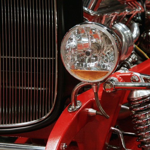 7/" Tri Bar Clear Dot Street Hot Rat Rod H4 Headlights w// LED Turn Signals