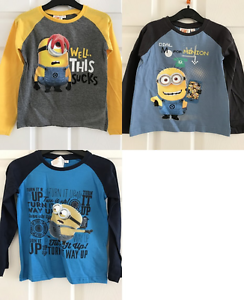 Nuevos CHICOS con licencia de camisetas con Minions de Mi Villano Favorito Manga Larga Cuello Redondo BNWT