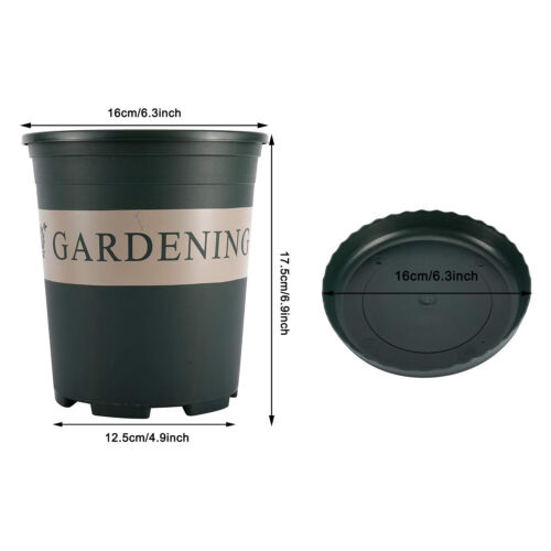 Plastic Nursery Pot 5 Pack 1 Gallon Flower Plant Garden Planter Container Green 