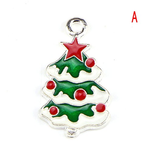 10PCS//Set Émail Noël Perles Charms Pendentif carfts À faire soi-même Bijoux findingdbl ~ *