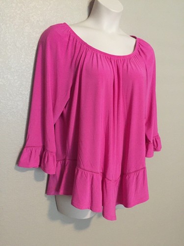 NY Collection Women/'s Convertible Pink Off The Shoulder Cut Out Top Plus Sizes